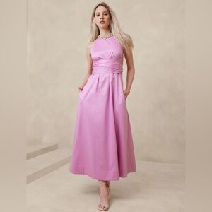 NWT! Banana Republic Warm Iris Stretch-Cotton Poplin Maxi Dress 🌎